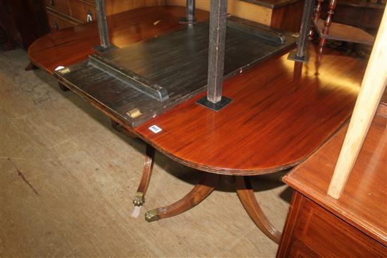 Regency style two pillar dining table and one leaf